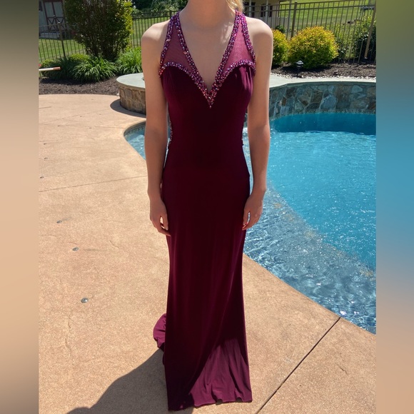 Burgundy Prom/Ball Gown Dress - Picture 5 of 7